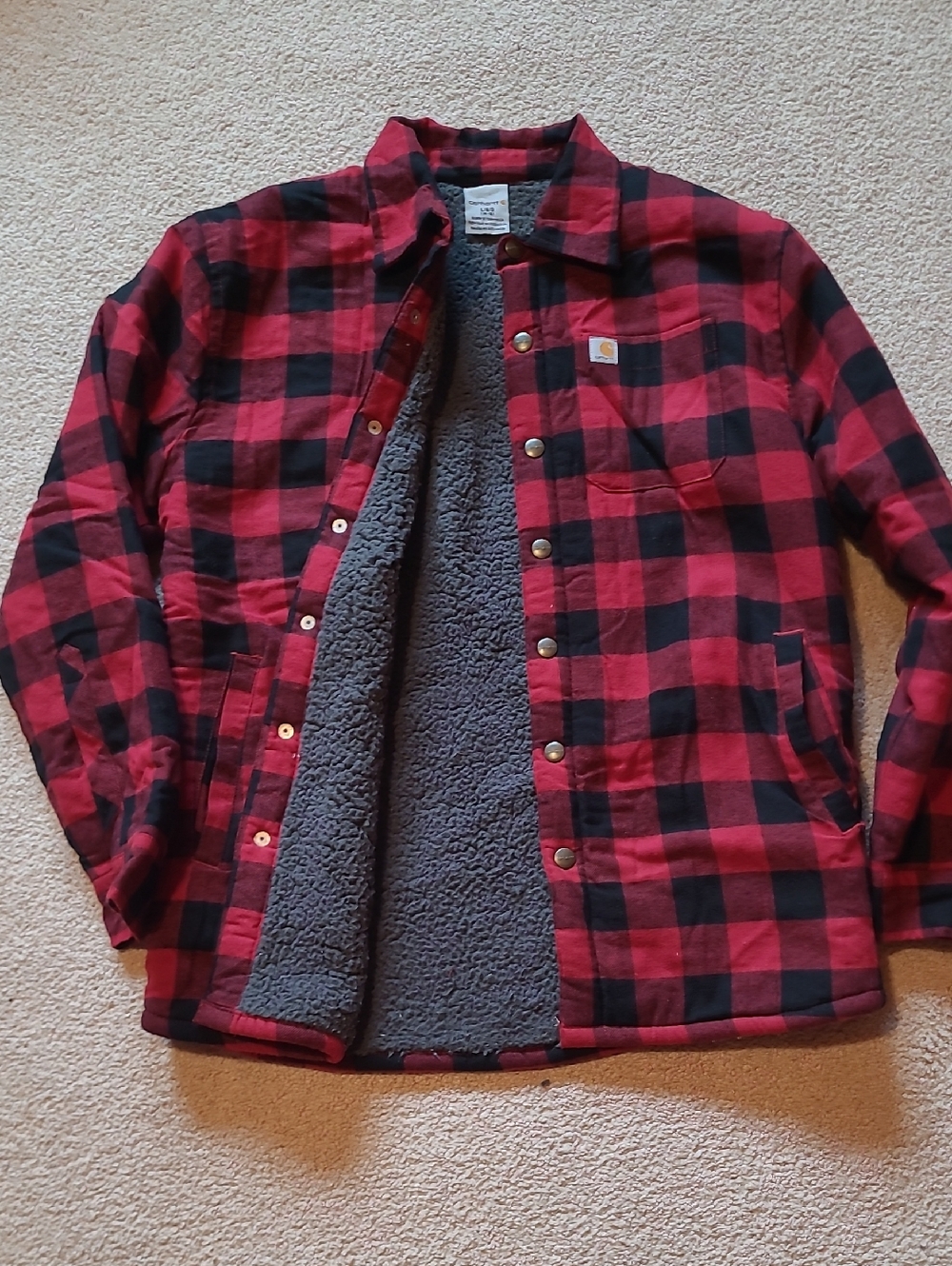 Carhartt Red & Black Buffalo Plaid Sherpa-Lined Work Jacket